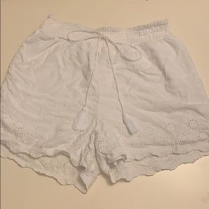 Francesca’s Flowy White Shorts
